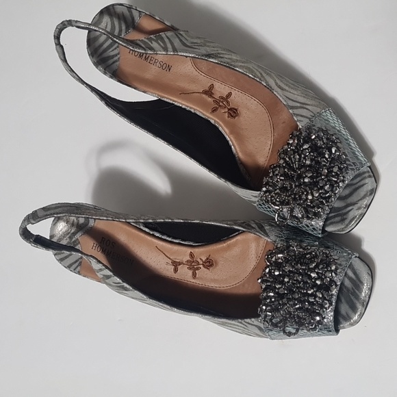 ROS Hommerson EUC shiny sparkle beaded grey zebra print comfort heels 8M - Picture 10 of 10